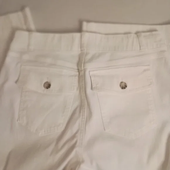Spanx Women’s White Stretch Twill Cropped Wide Leg Pants 4 Pockets Size XL NWT - Picture 5 of 15
